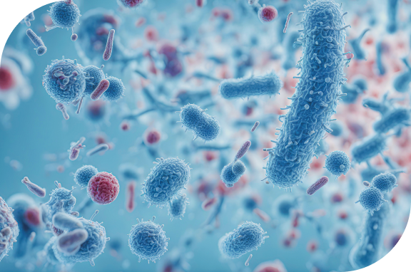 Bild zeigt Bakterien in einer vergrößerten Form.